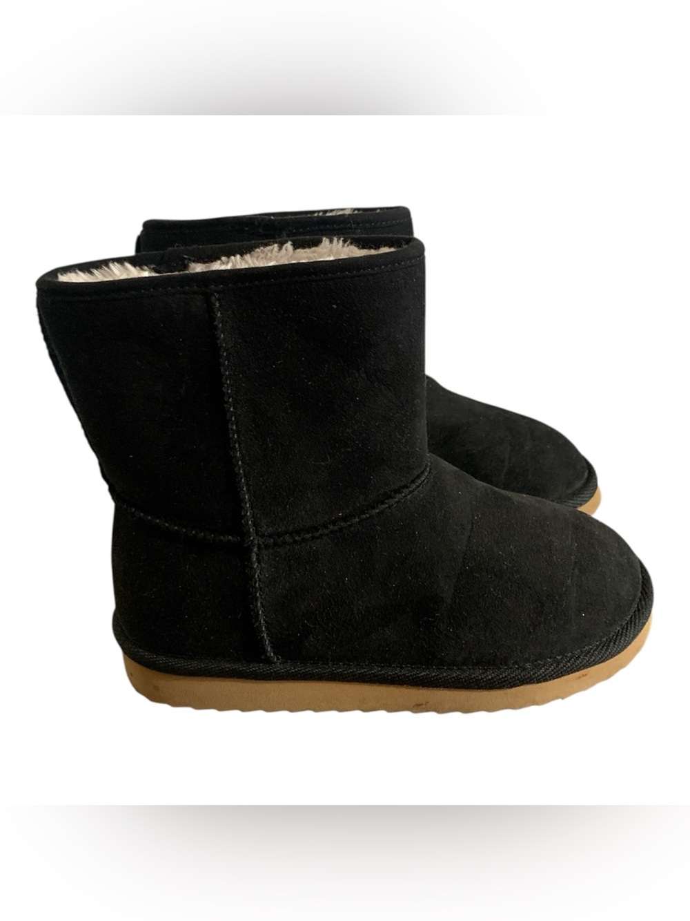 Old Navy Black Faux-Shearling Kids Short Winter Boots Girl 13